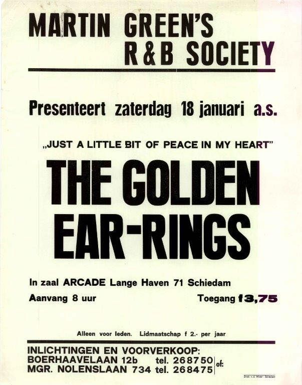 The Golden Earring show poster January 18, 1969 Schiedam Zaal Arcade